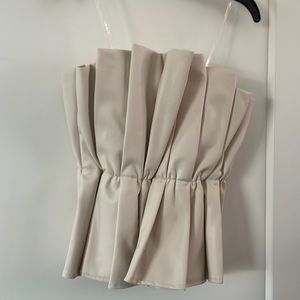 Ruffle faux leather pleated tube top size small